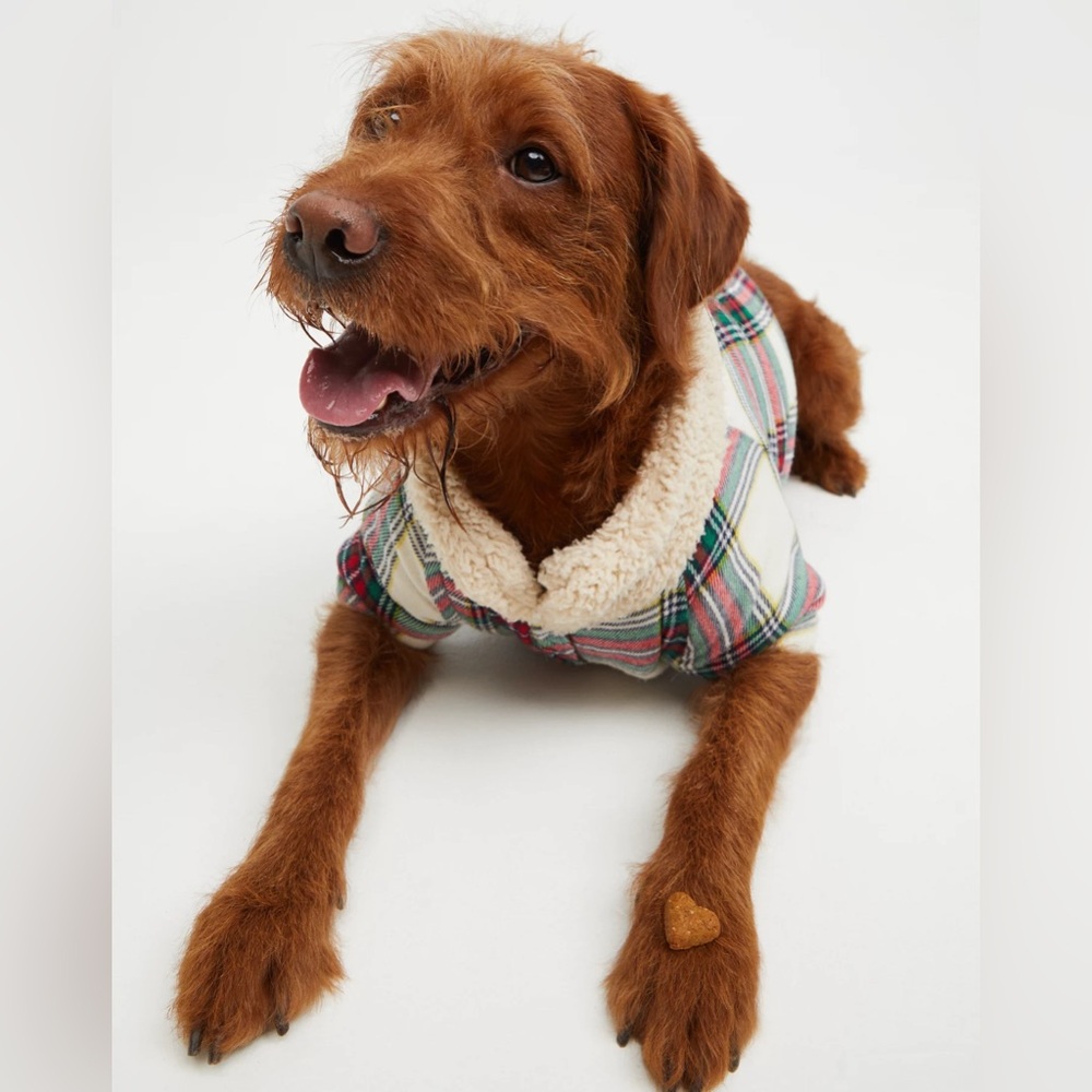 OFFLEASH by Aerie Flannel Dog Puppy Plaid & Sherpa shirt - medium NWT